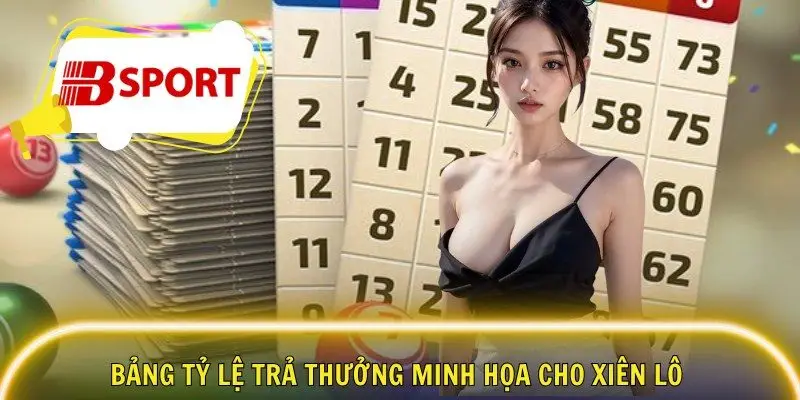 Bảng tỷ lệ trả thưởng minh họa cho xiên lô 